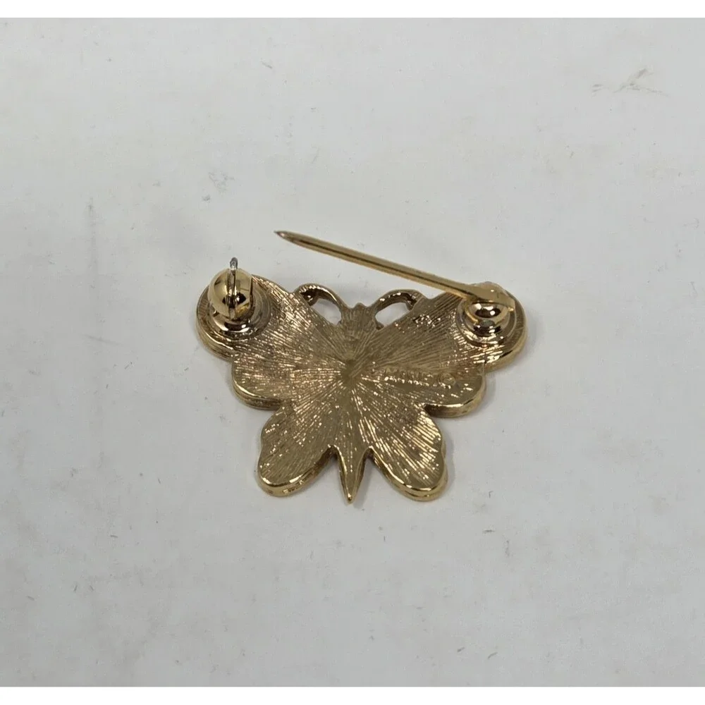 Monet Butterfly‎ Brooch Pin Gold Tone 2